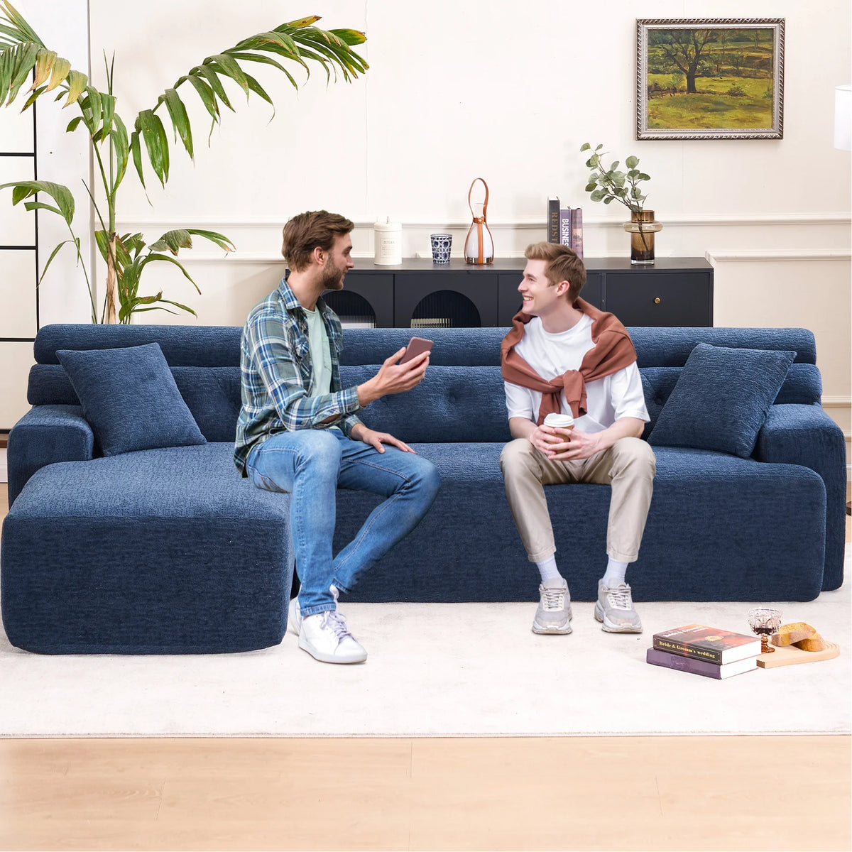 4 Compression, Antique Blue - Home Decor with Wider, Deep Seat & Elevated for Chic Living Couch Room - Product image 2