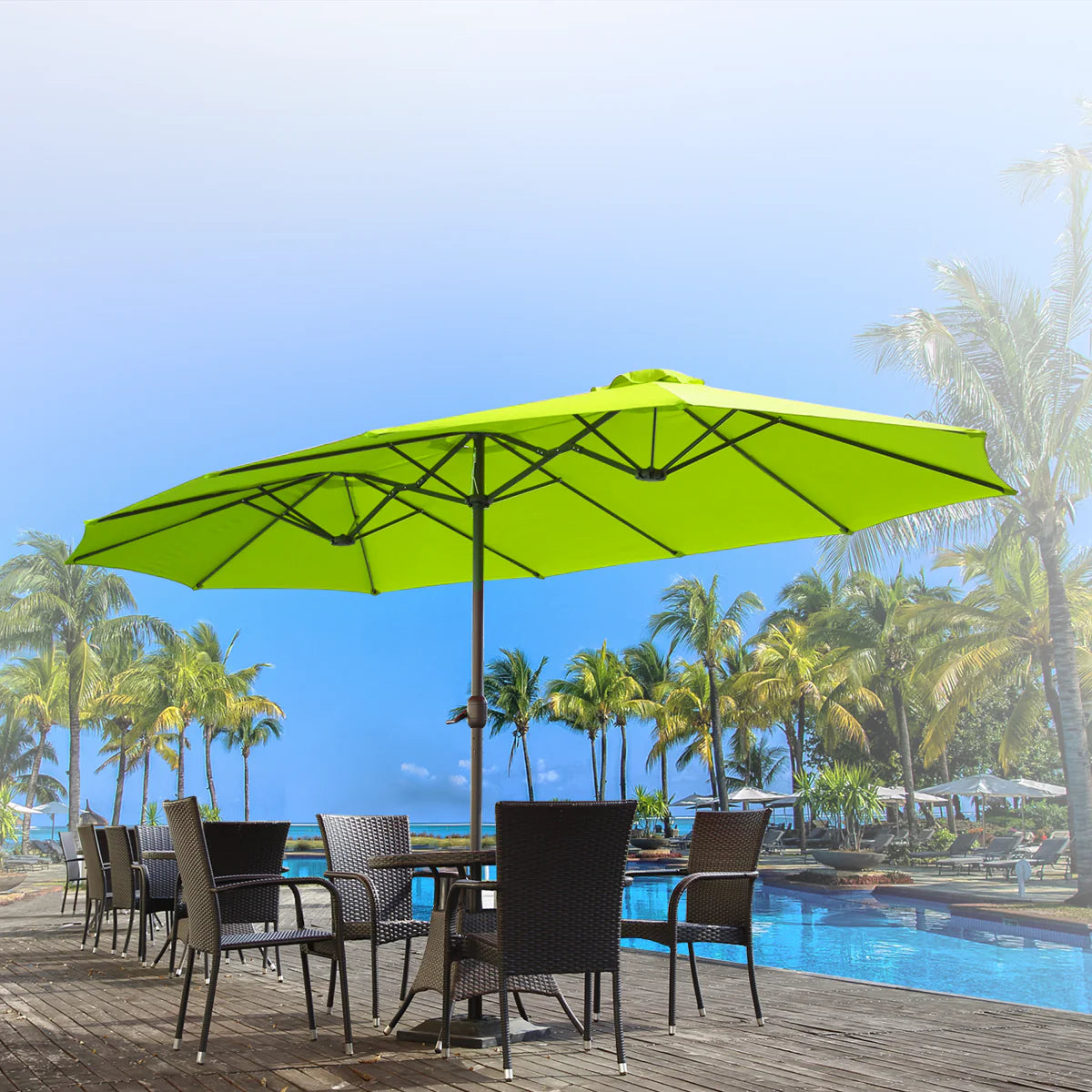 AECOJOY 15x9ft Double-Sided Patio Umbrella, Green - Product image 2