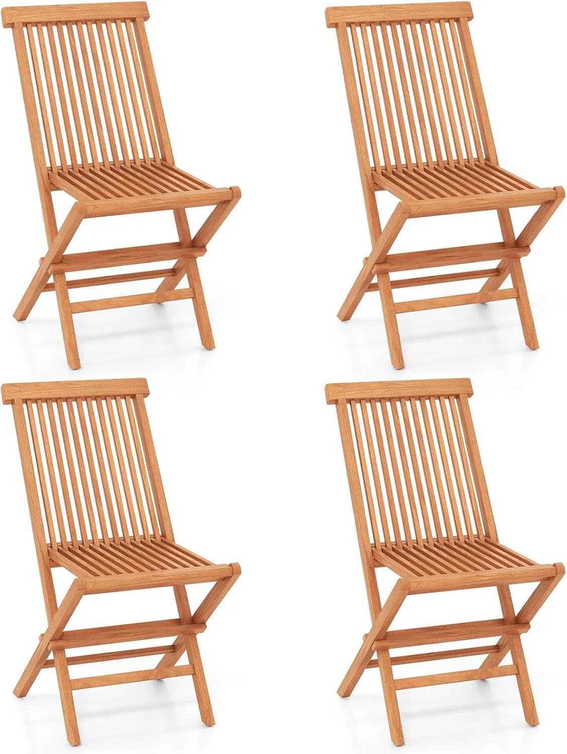 Tangkula Outdoor Folding Chairs with High Back and Slatted Seat