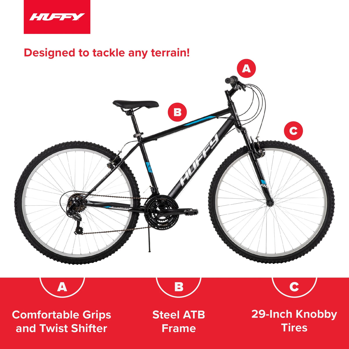 Huffy 29" Rock Creek Mountain Bike, Fits Riders 5'0"+, Matte Black, Adult, Men'S - Product image 2