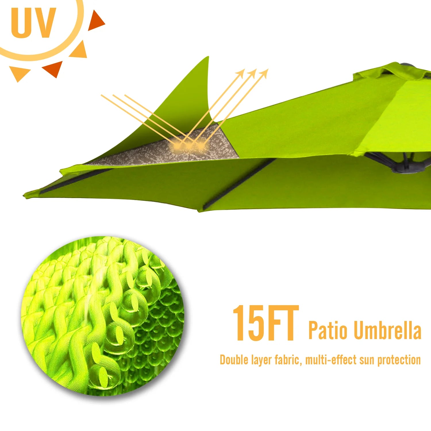 AECOJOY 15x9ft Double-Sided Patio Umbrella, Green - Product image 7
