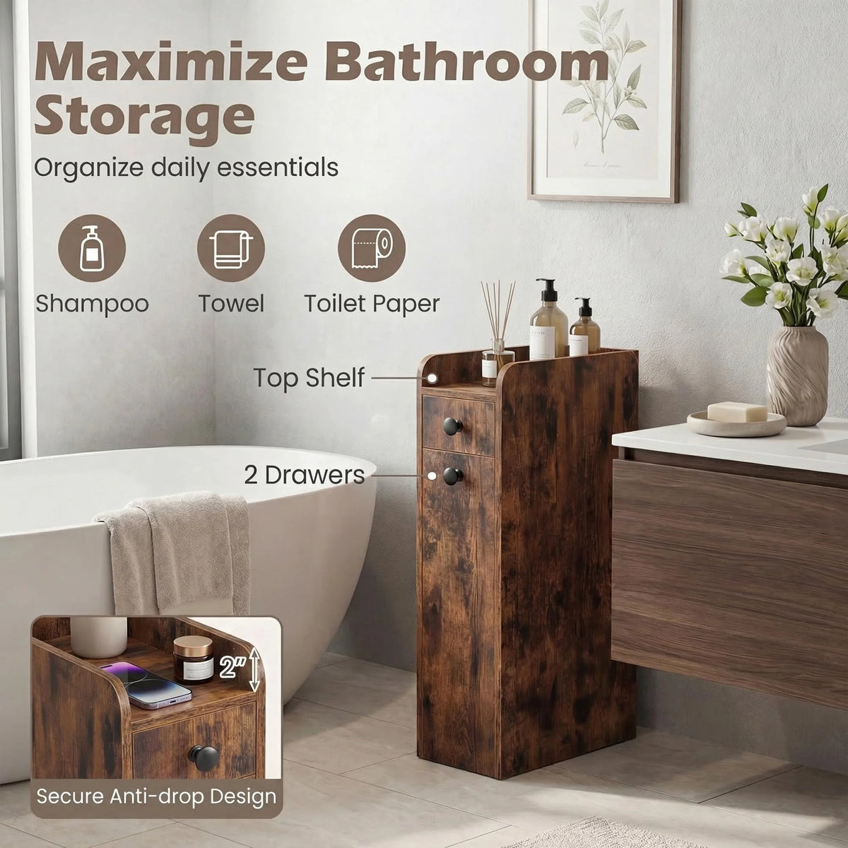 Tangkula Slim Bathroom Storage Cabinet - Product image 6