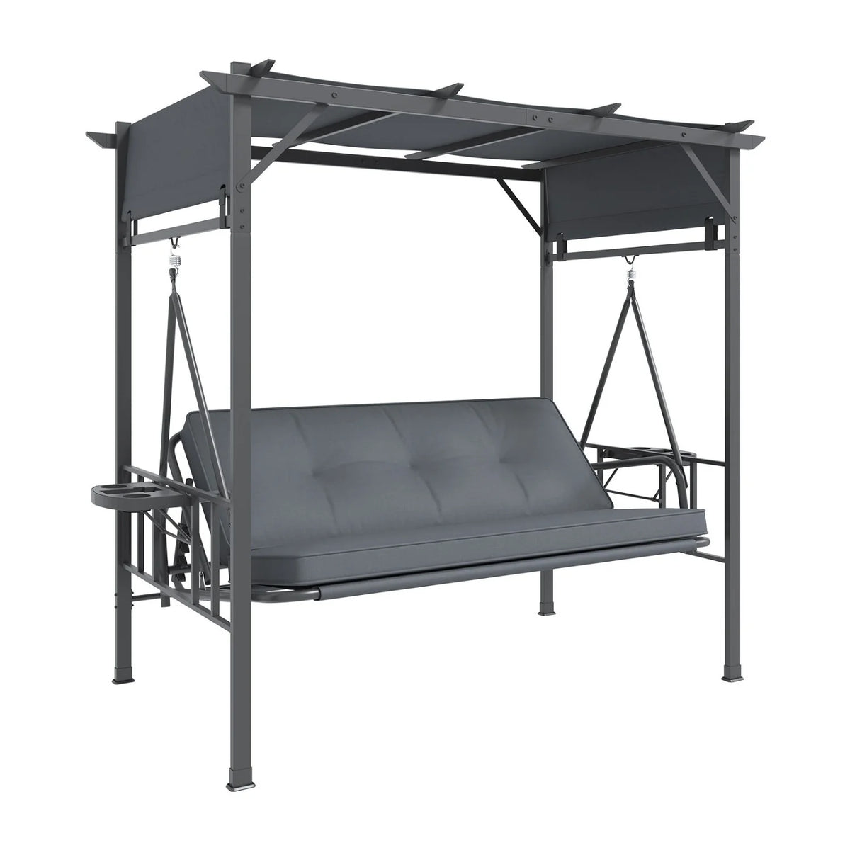 AECOJOY 2-in-1 Convertible Porch Swing Bed 3 Seat, Outdoor Patio Metal Pergola Swing - Product image 1