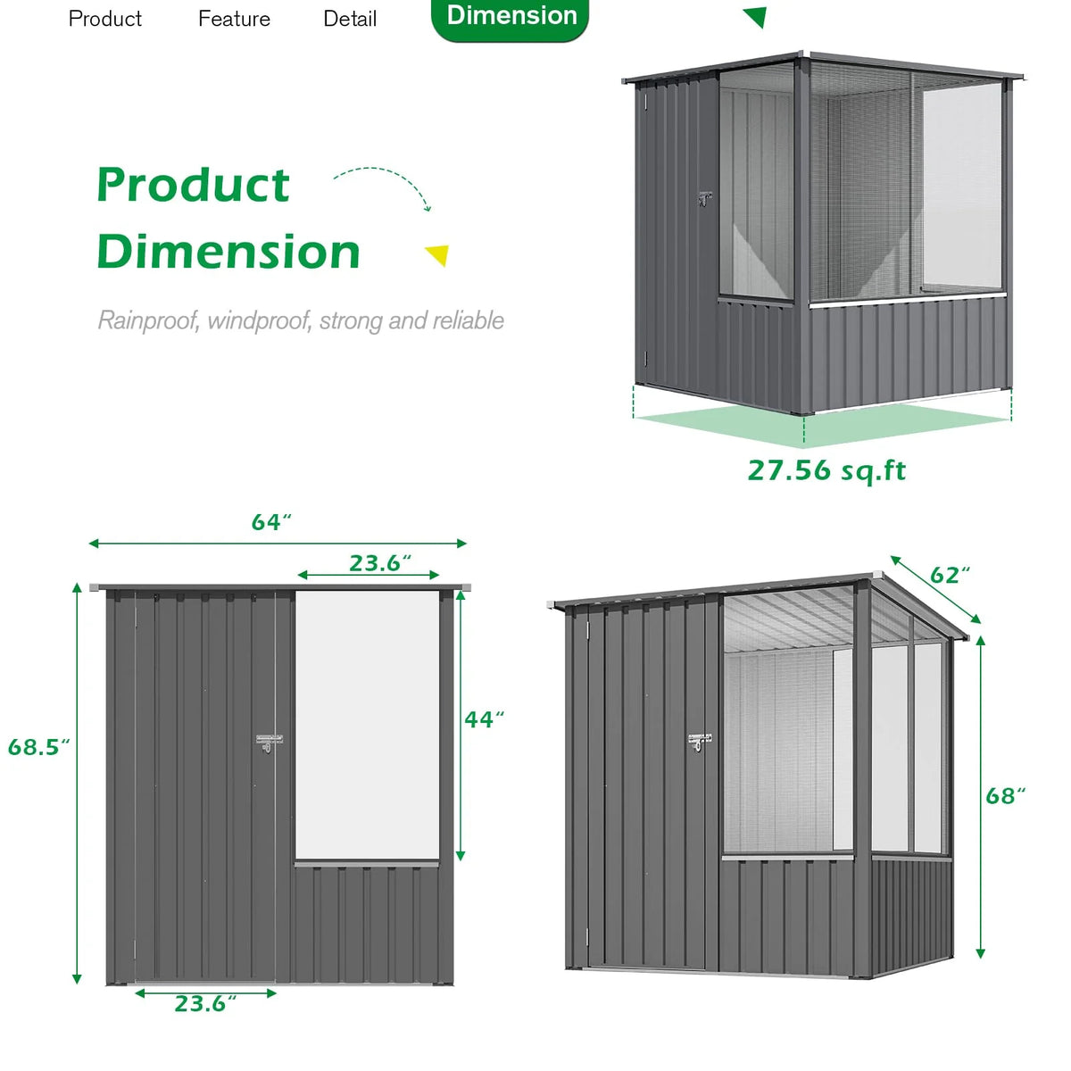 AECOJOY 5x5 FT Storage Shed, Metal Sheds & Outdoor Storage with Lockable Doors and Ventilated Mesh - Product image 4