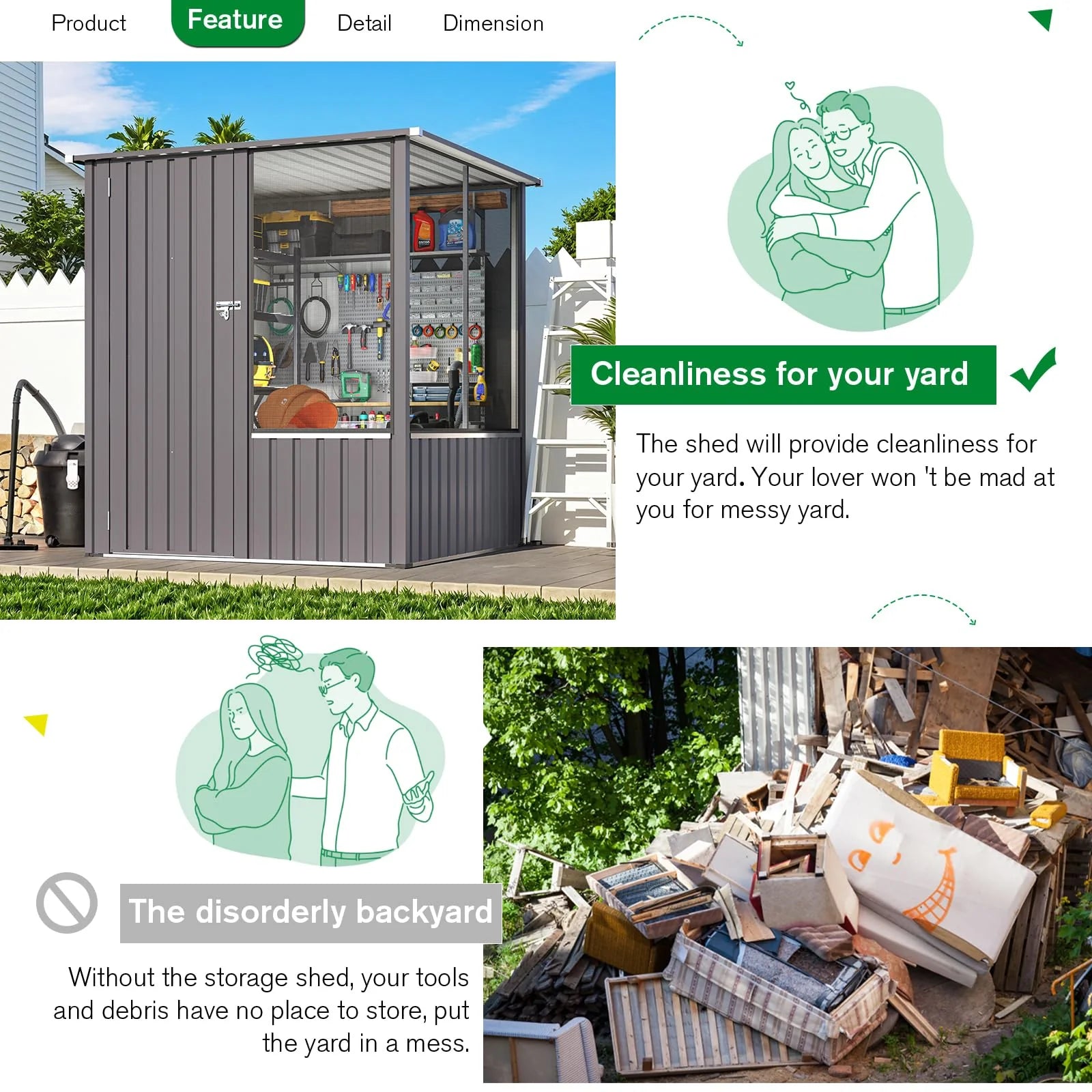 AECOJOY 5x5 FT Storage Shed, Metal Sheds & Outdoor Storage with Lockable Doors and Ventilated Mesh - Product image 5