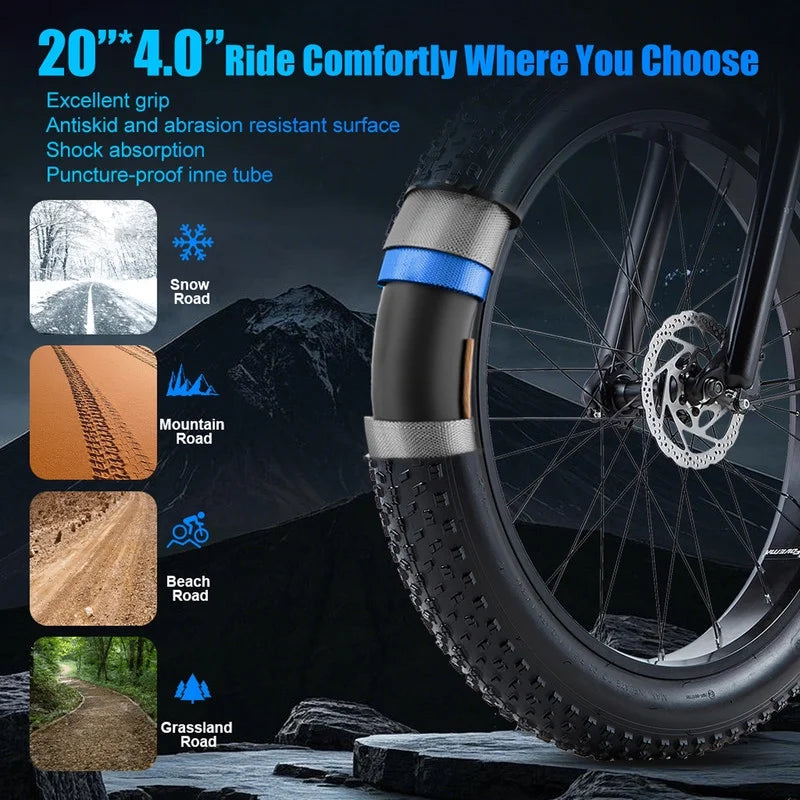 Electric Bike for Adults 20'', 800W UL2849 48V 32AH 110miles Long Range Ebike up to 30mph Full Suspension - Product image 13