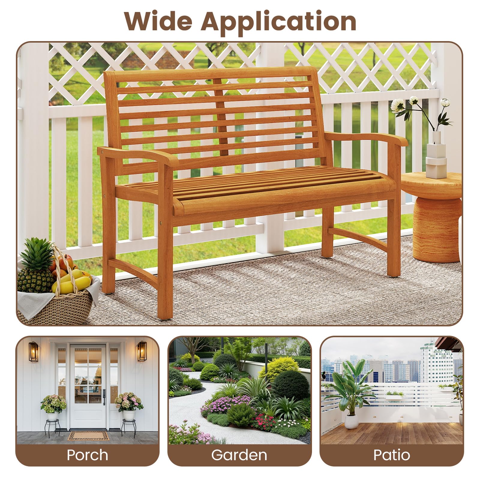 Tangkula Patio Garden Park Bench with Slatted Backrest & Seat - Product image 9