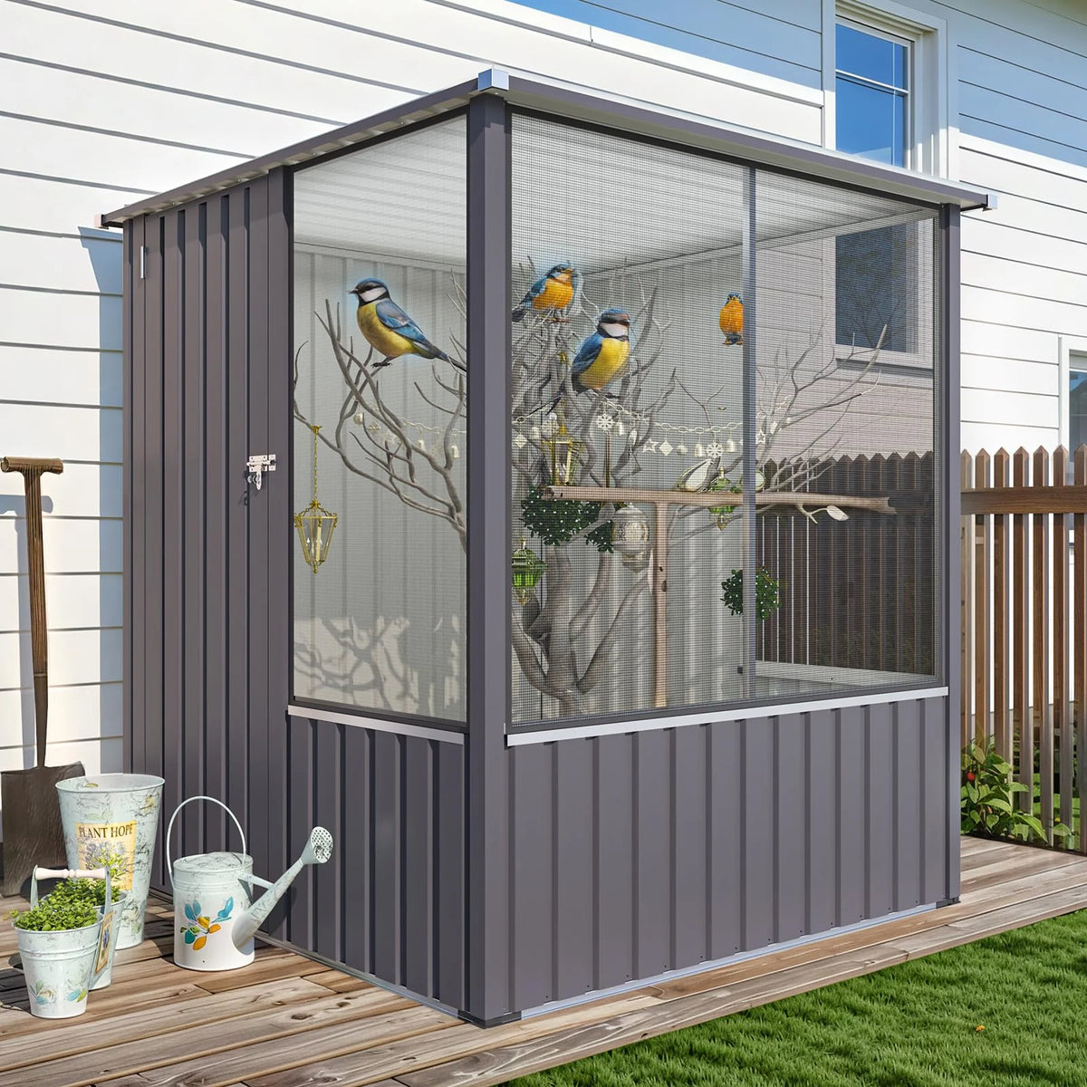 AECOJOY 5x5 FT Storage Shed, Metal Sheds & Outdoor Storage with Lockable Doors and Ventilated Mesh - Product image 3