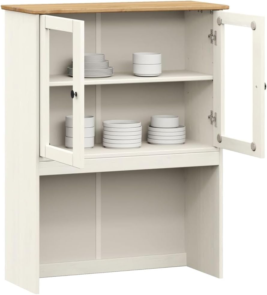 vidaXL Vigo Dresser Top White 78x30x100 cm Solid Pine Wood, Dresser Top Shelf, Kitchen Dresser Top, Kitchen Storage