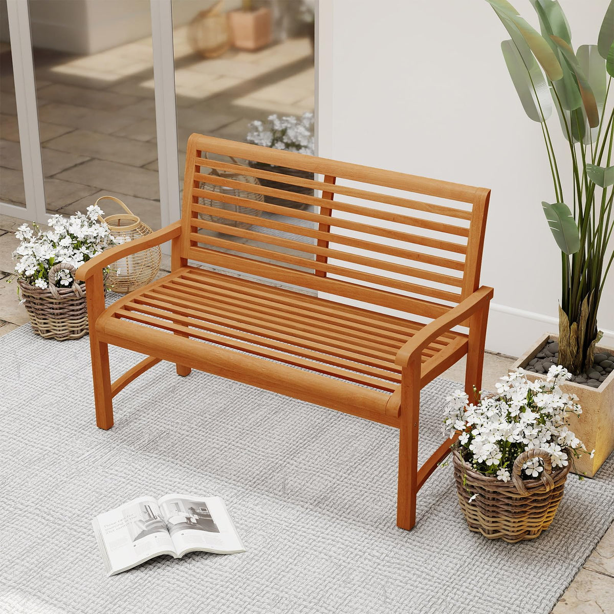 Tangkula Patio Garden Park Bench with Slatted Backrest & Seat - Product image 4