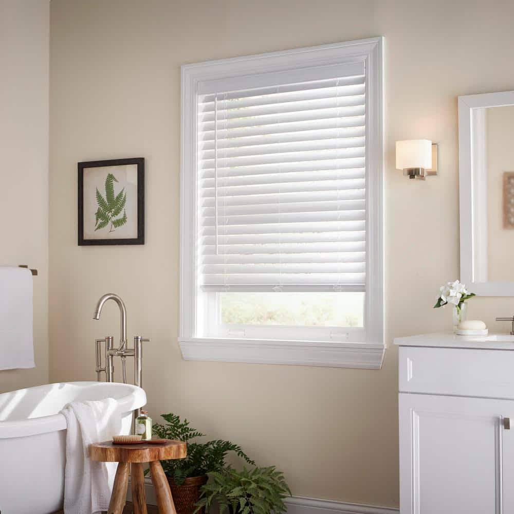Home Decorators Collection Faux Wood Blinds White Cordless 2in Classic Durable Mounted Frame 22 x 72 inch - Product image 1