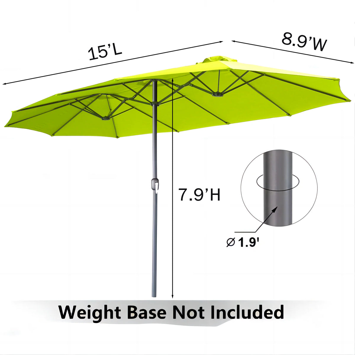 AECOJOY 15x9ft Double-Sided Patio Umbrella, Green - Product image 3