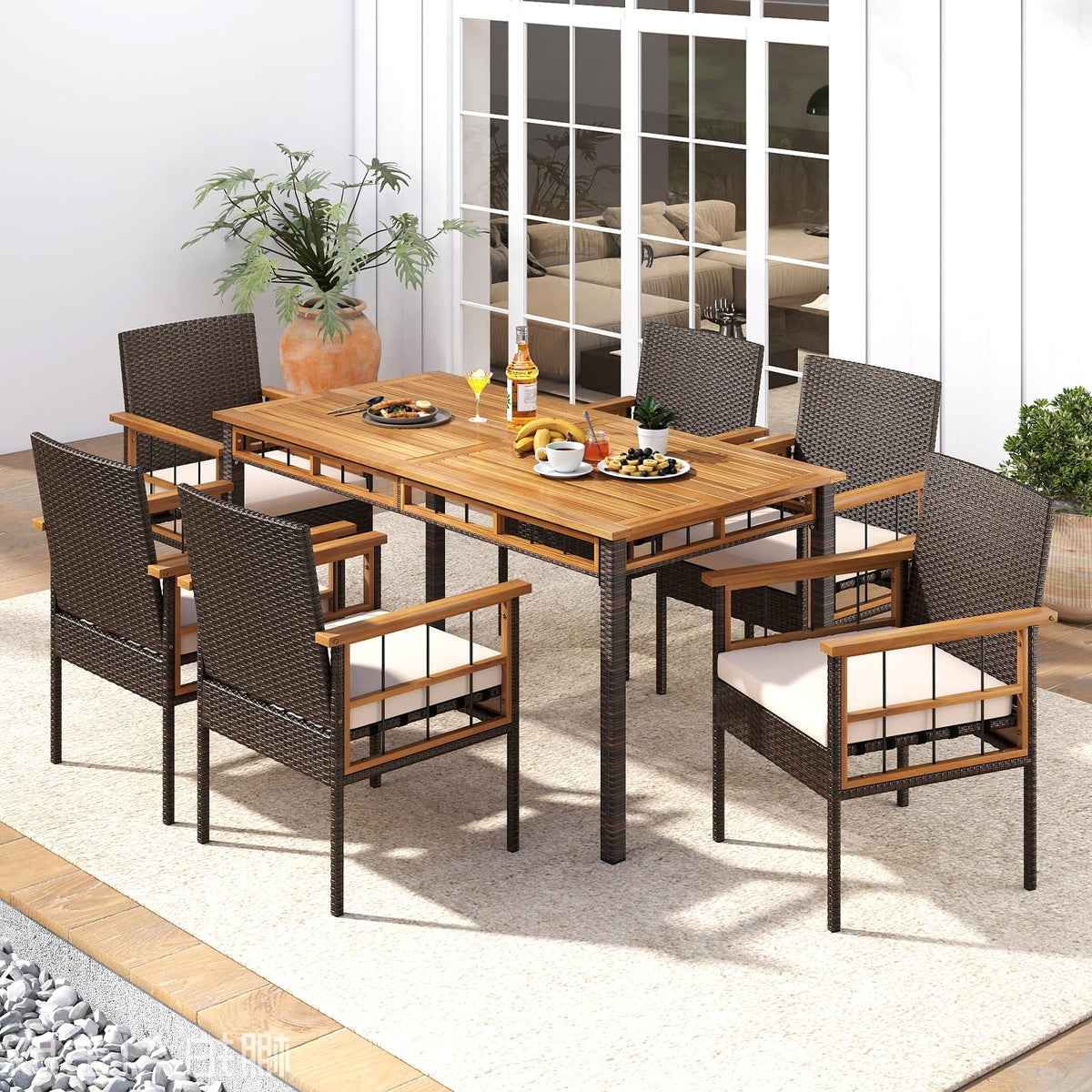 Tangkula 7 Pieces Wicker Patio Dining Set - Product image 4
