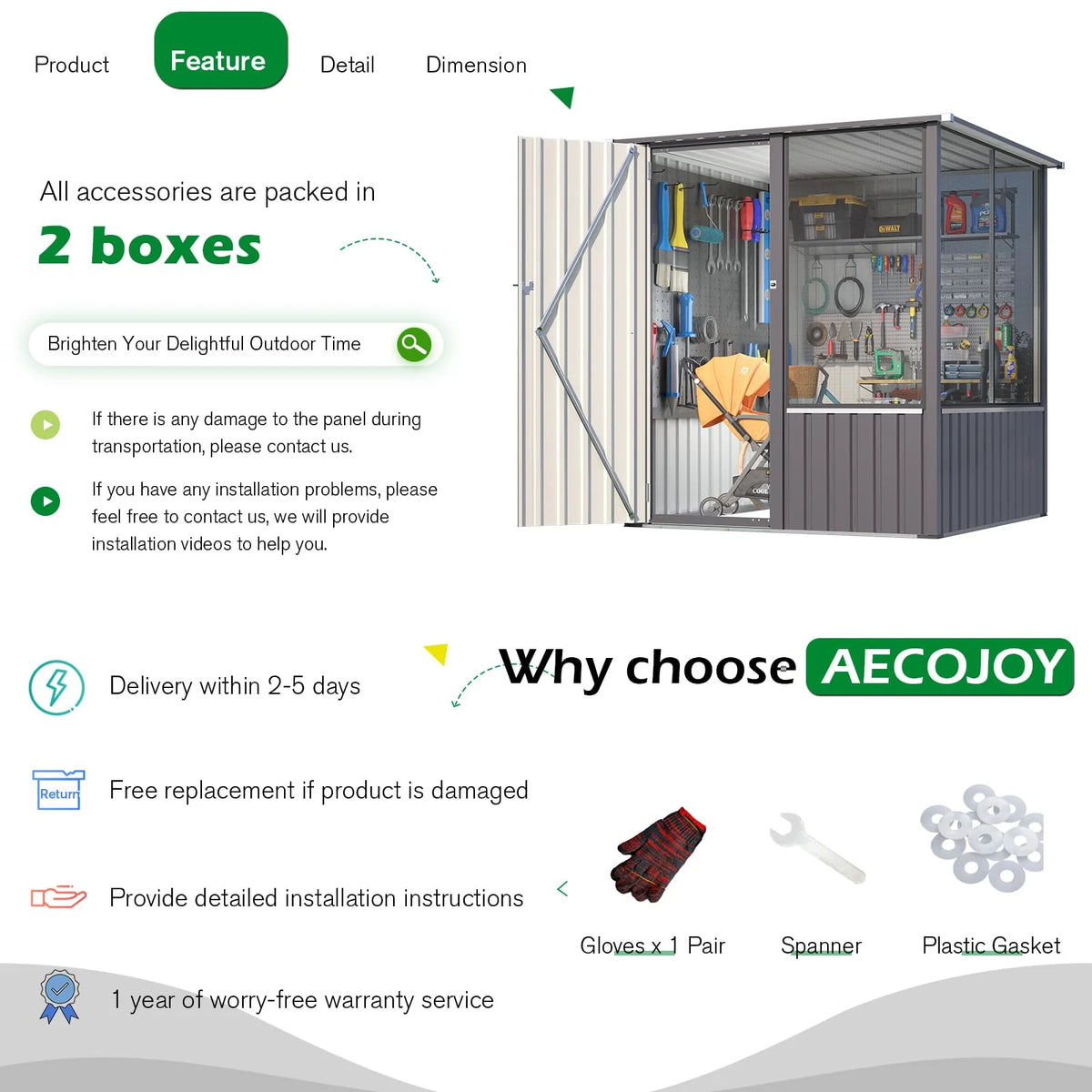 AECOJOY 5x5 FT Storage Shed, Metal Sheds & Outdoor Storage with Lockable Doors and Ventilated Mesh - Product image 6