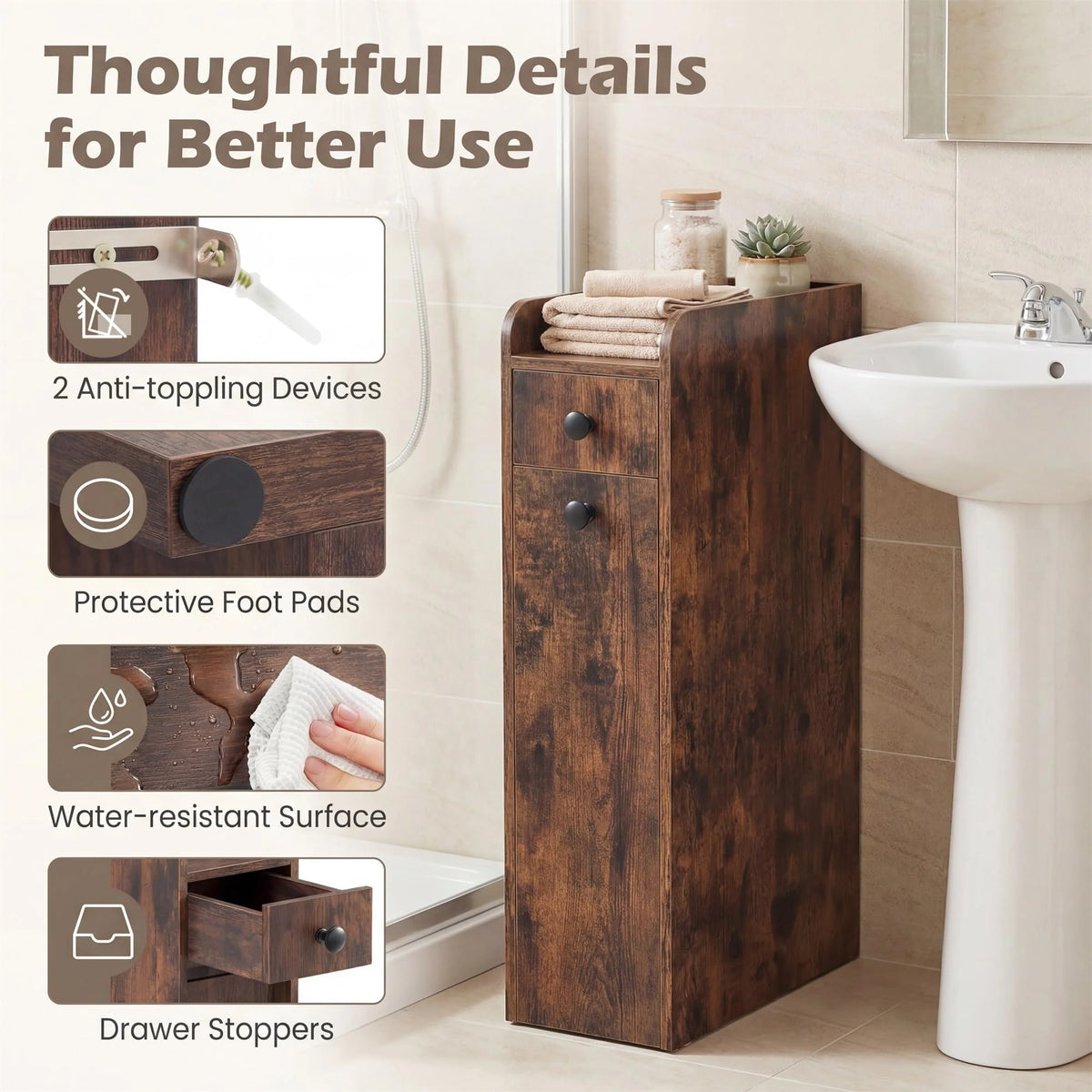 Tangkula Slim Bathroom Storage Cabinet - Product image 8