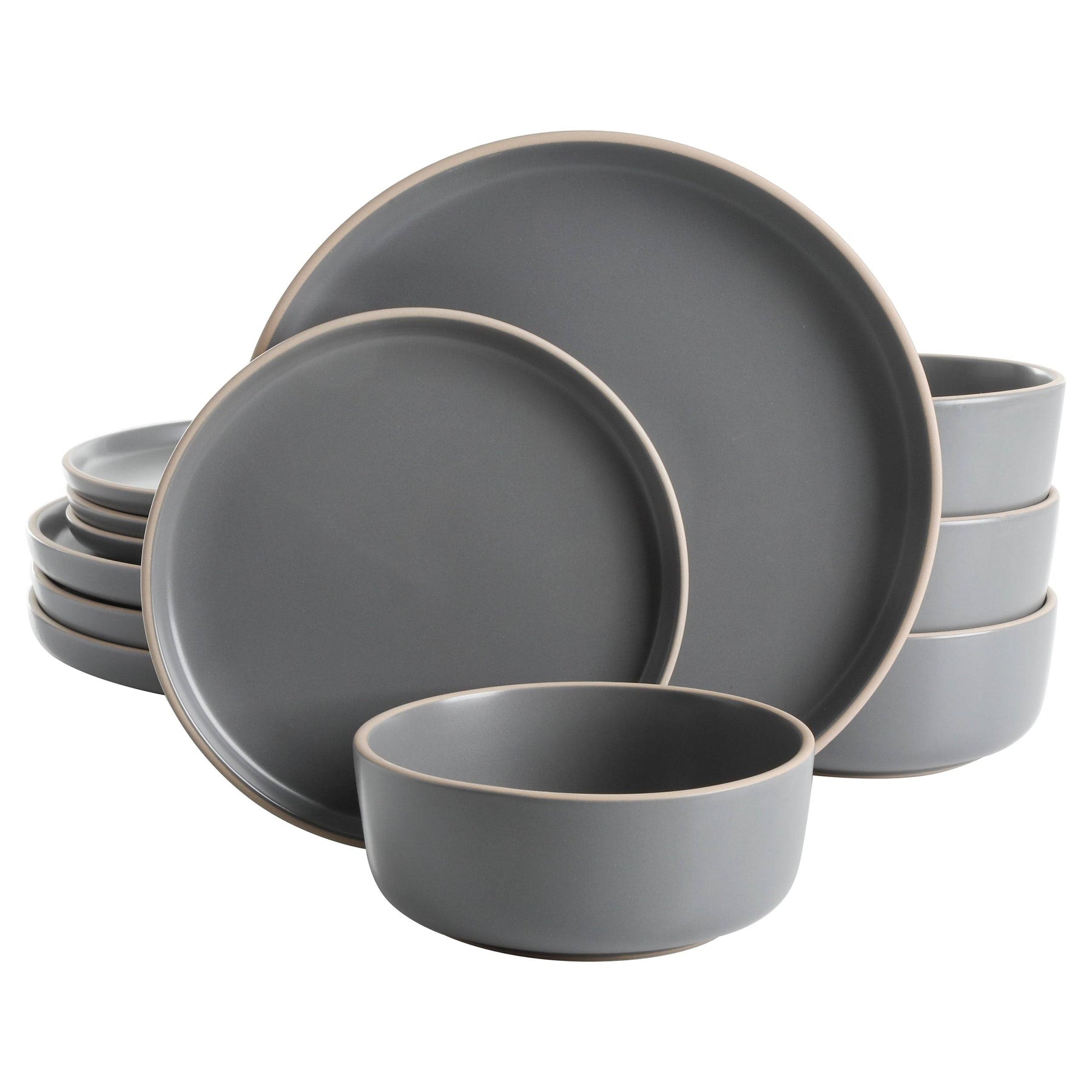 Gibson Home Everyday Essential Cool Gray Dinnerware Set, 12-Piece Set - Product image 1