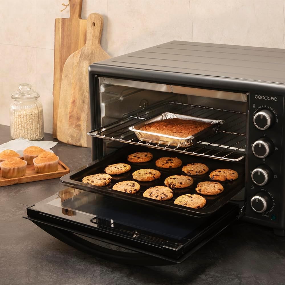 Cecotec 60 Liter Convection Table Oven Bake&Toast 6090 Black Gyro, 2200 W, Interior Light, 12 Functions, Temperature Up to 230º, Double Glass Door, Includes Rotisserie