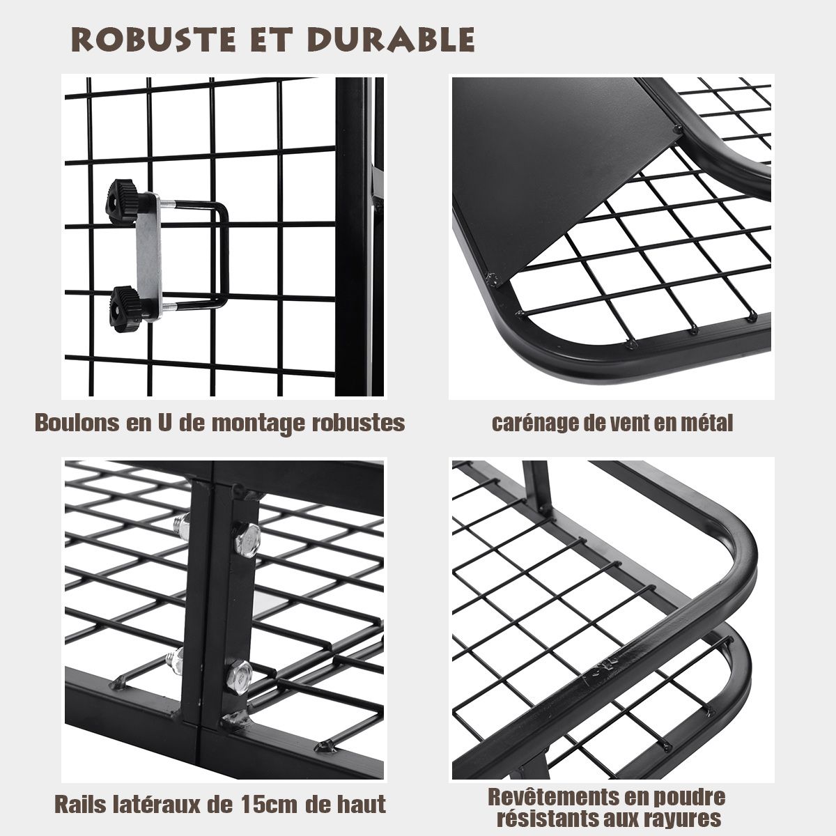 Roof Rack for Car in Metal 122.5x102CM with Air Deflector Capacity 75 KG Black Automotive Accessories -