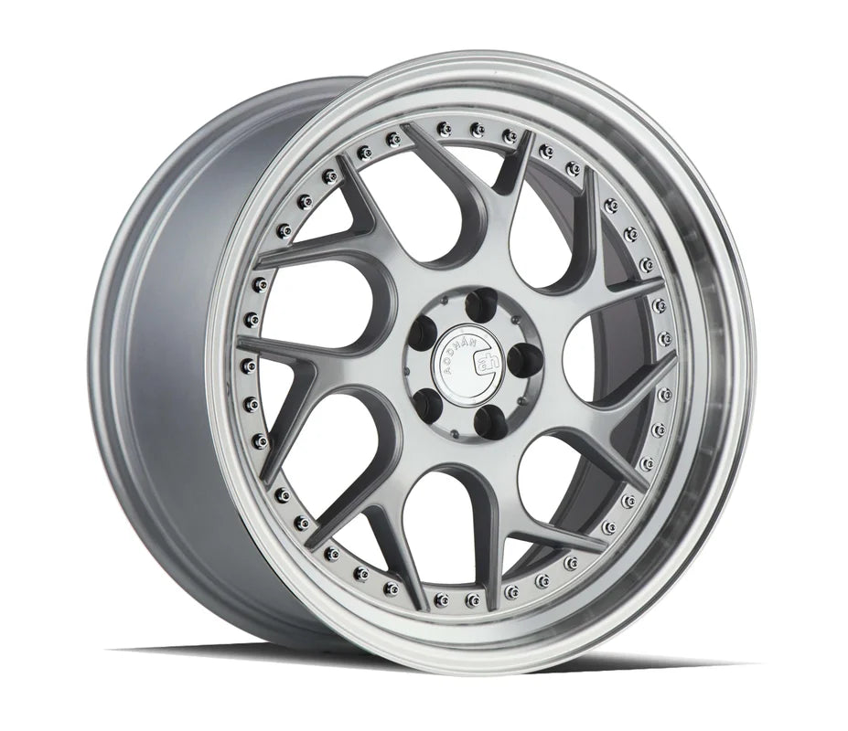 Aodhan DS01 18" 5x114.3 Silver Machined Lip w/Chrome Rivets