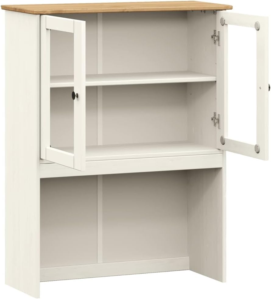 vidaXL Vigo Dresser Top White 78x30x100 cm Solid Pine Wood, Dresser Top Shelf, Kitchen Dresser Top, Kitchen Storage
