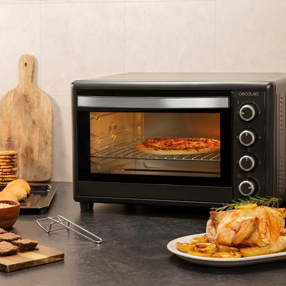 Cecotec 60 Liter Convection Table Oven Bake&Toast 6090 Black Gyro, 2200 W, Interior Light, 12 Functions, Temperature Up to 230º, Double Glass Door, Includes Rotisserie