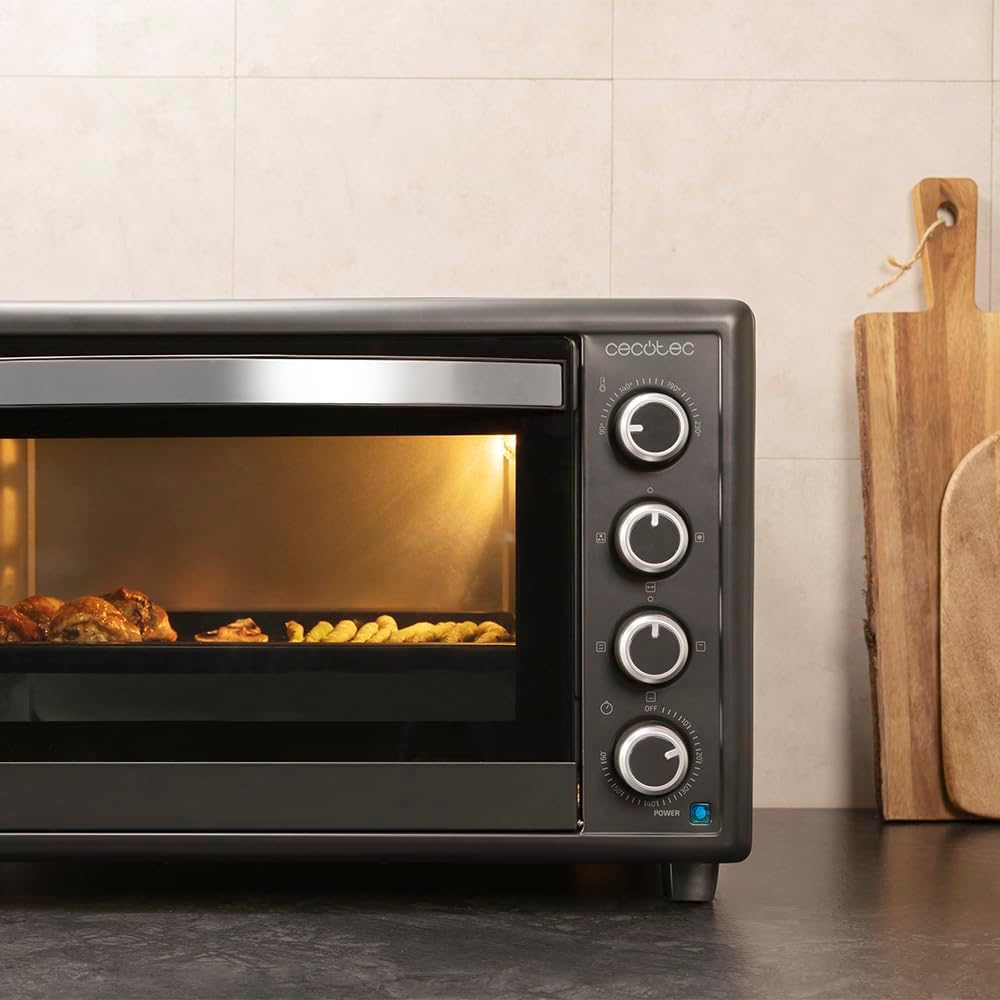 Cecotec 60 Liter Convection Table Oven Bake&Toast 6090 Black Gyro, 2200 W, Interior Light, 12 Functions, Temperature Up to 230º, Double Glass Door, Includes Rotisserie