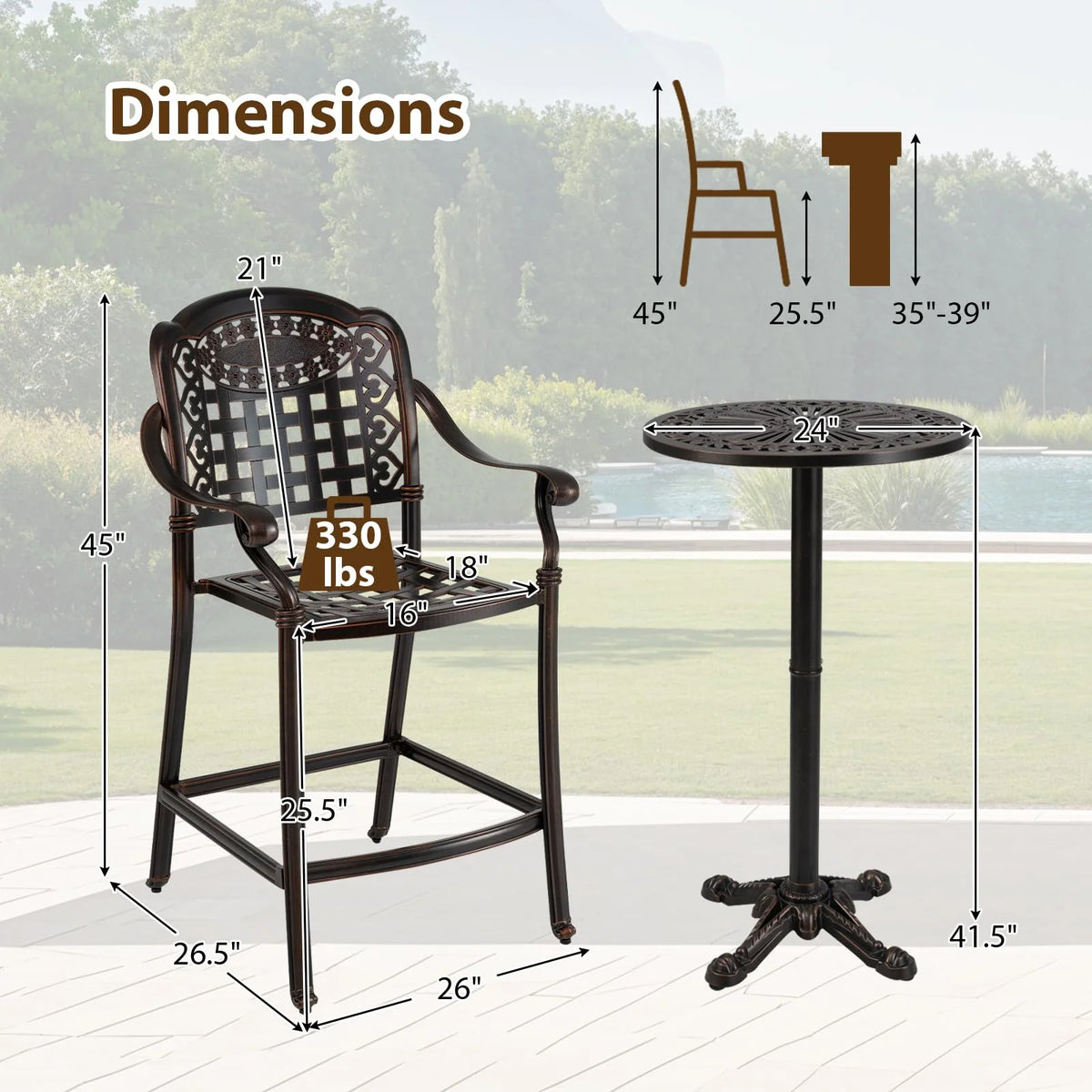 Tangkula 3 Piece Patio Bar Set - Product image 3