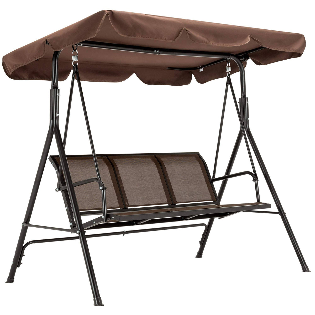 Mcombo Outdoor Patio Canopy Swing Chair 3-Person, Steel Frame Textilence SEATS Swing Glider, 4507 - Product image 1