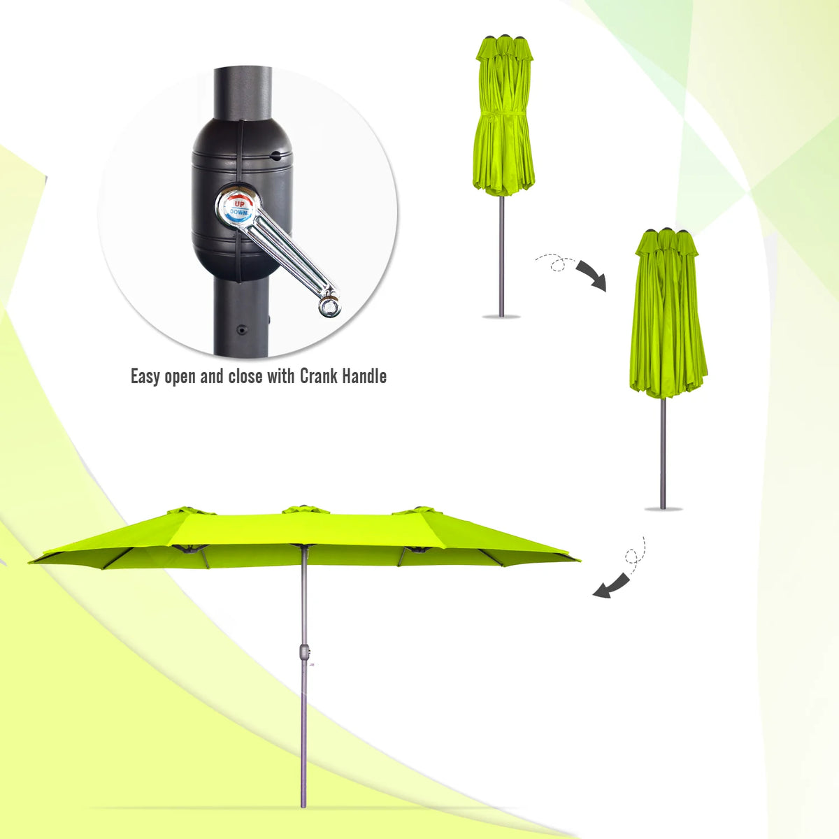 AECOJOY 15x9ft Double-Sided Patio Umbrella, Green - Product image 4