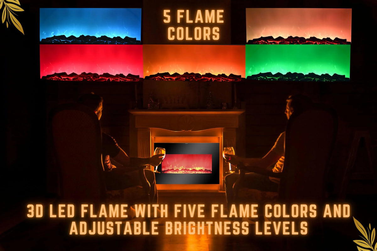 AGL APPLIANCES LLC 38 in Electric Fireplace Heater Stove - Tempered Glass Curved Screen with Log or Crystal - Product image 3