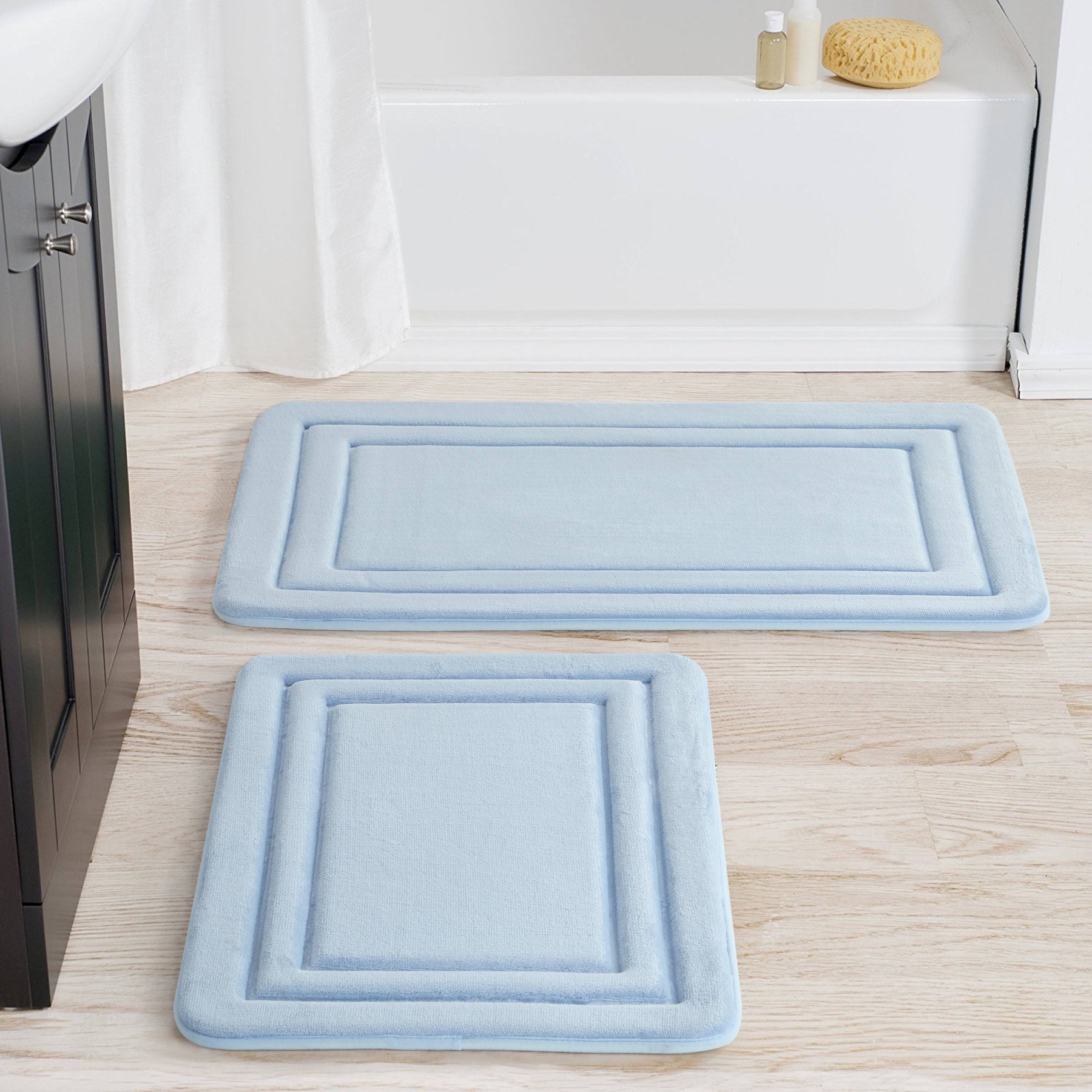 Mainstays Memory Foam Bath Rug Set Available in Multiple Colors - Blue - 2 Pieces - Product image 1