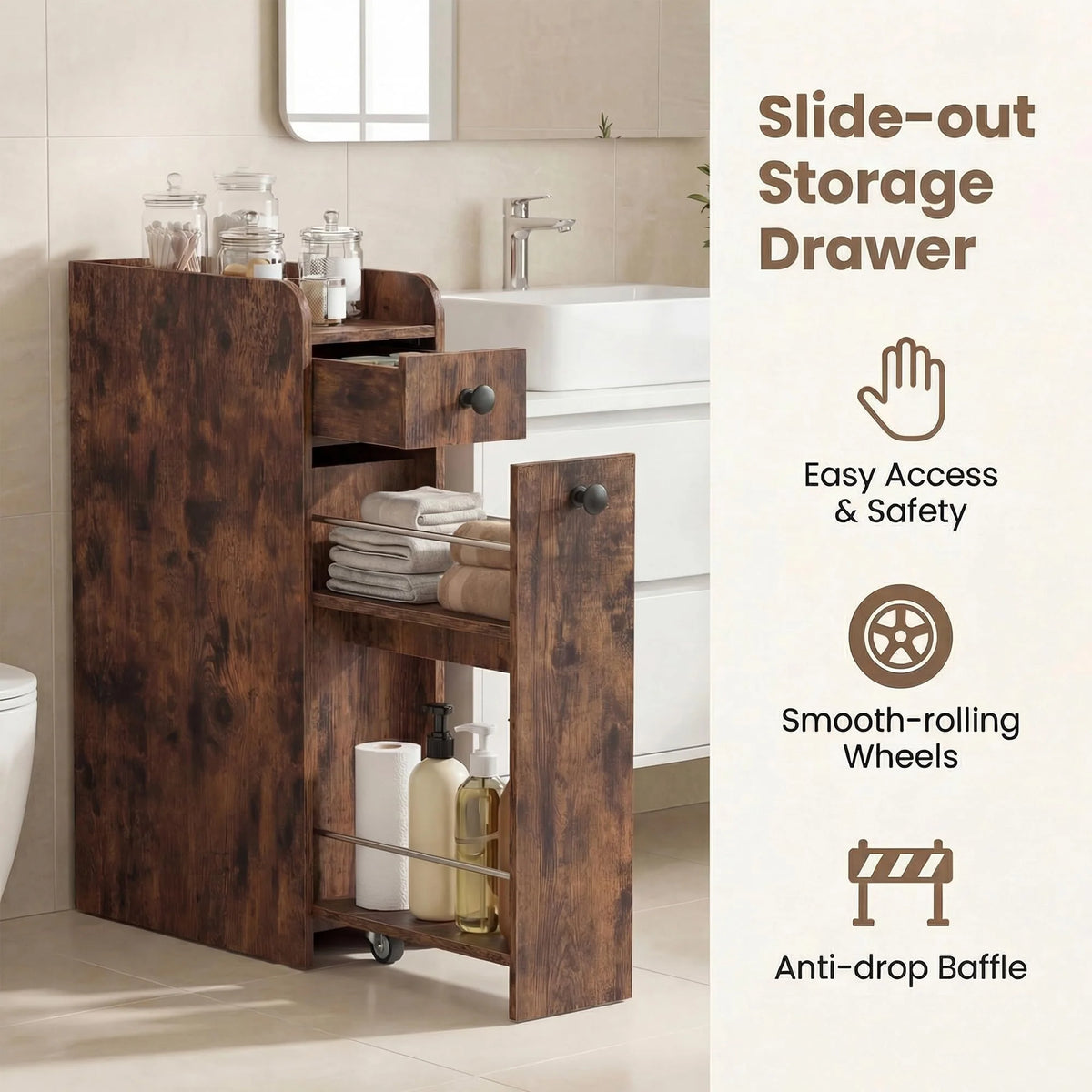 Tangkula Slim Bathroom Storage Cabinet - Product image 5