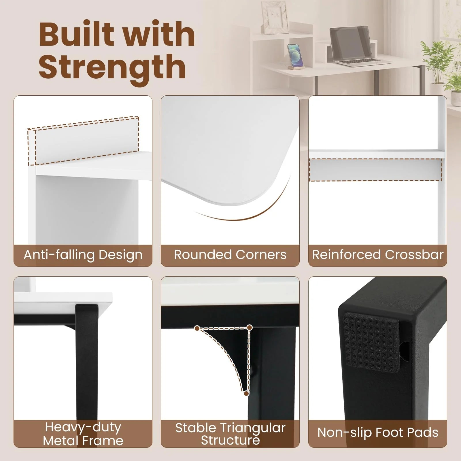 Tangkula 43.5" Study Desk with Ergonomic Monitor Stand & Storage Shelves - Product image 5