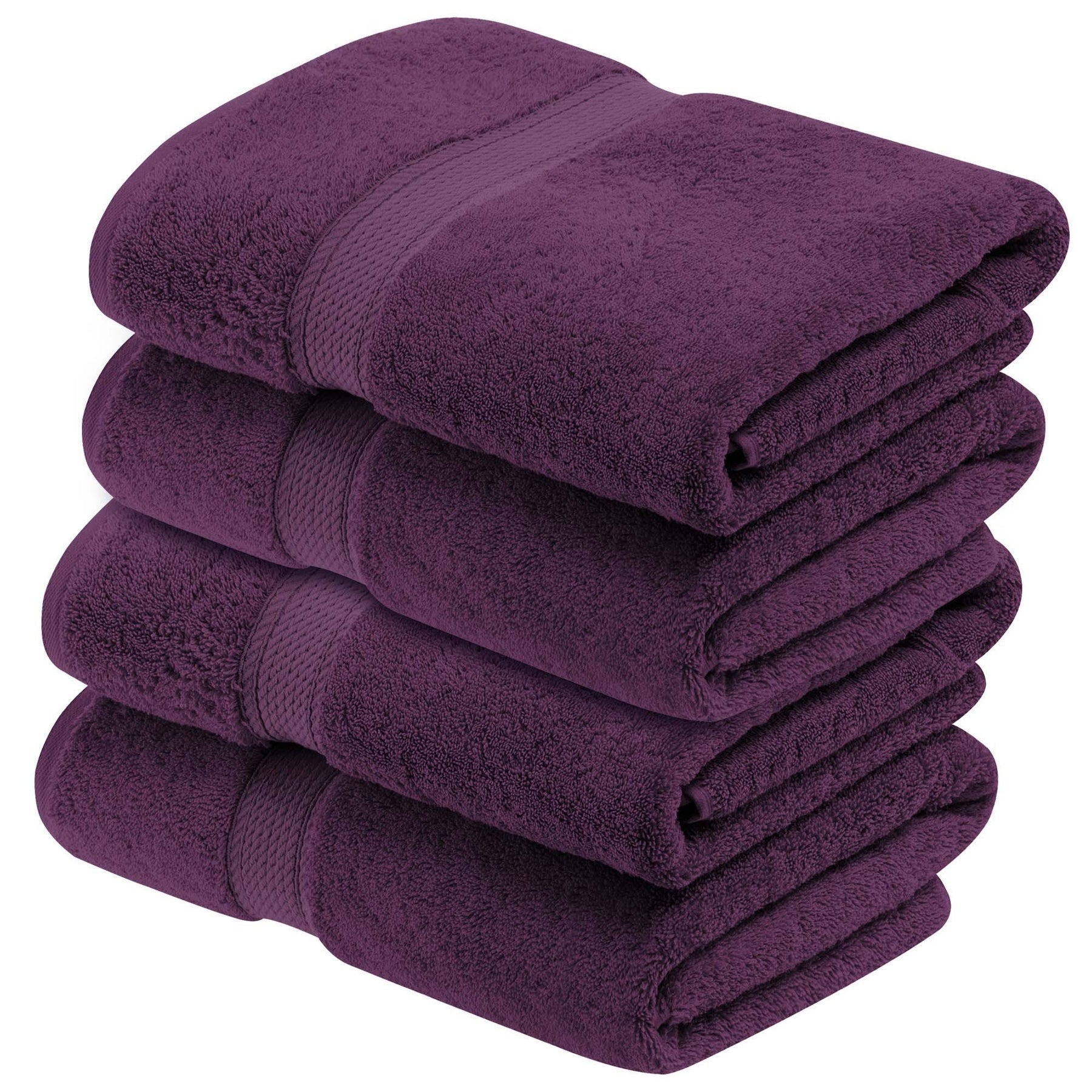 Superior Egyptian Cotton Plush Absorbent 4-pc Bath Towel Set, Plum - Product image 1