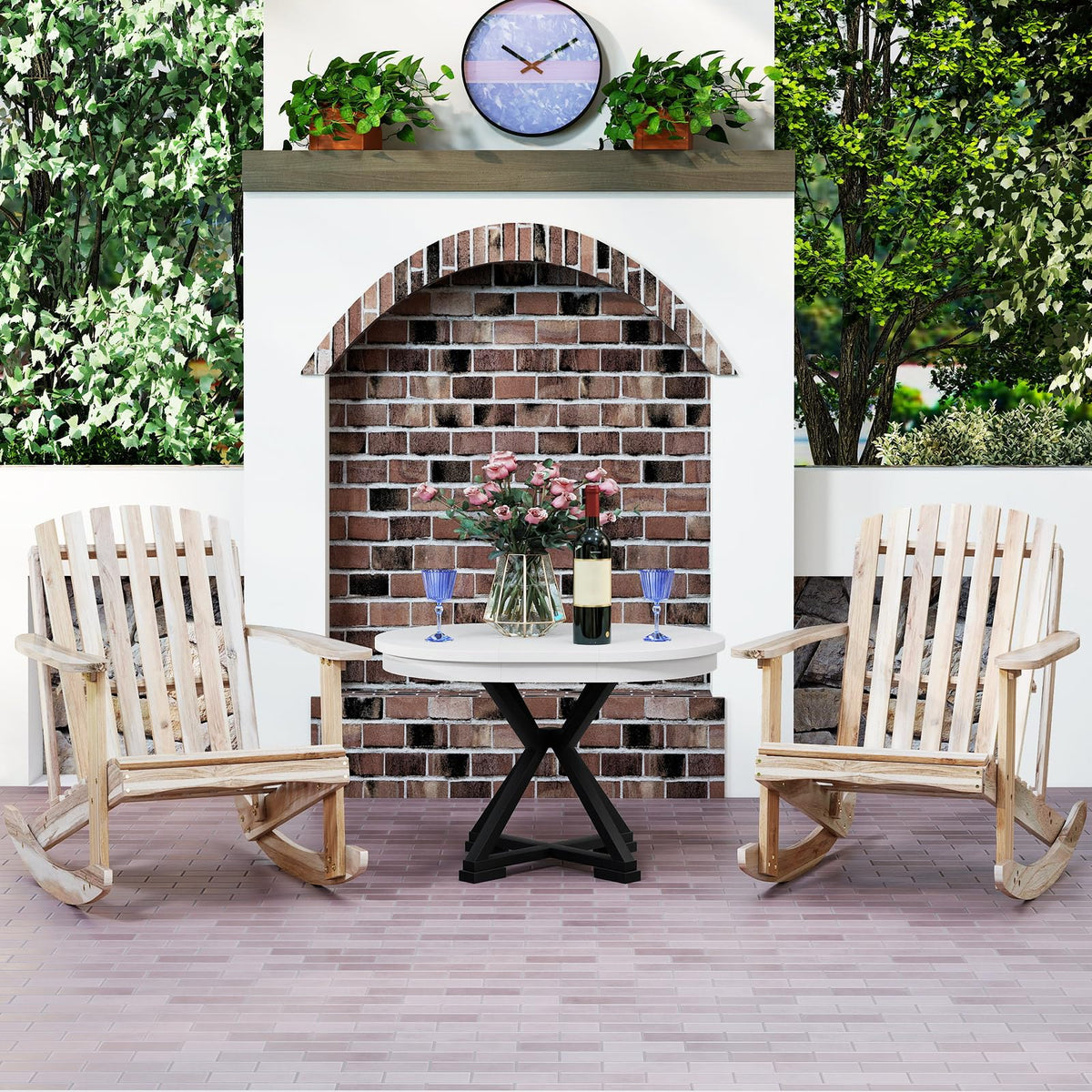 Tangkula Adirondack Rocking Chair with Slatted Seat and High Fanned Back - Product image 4
