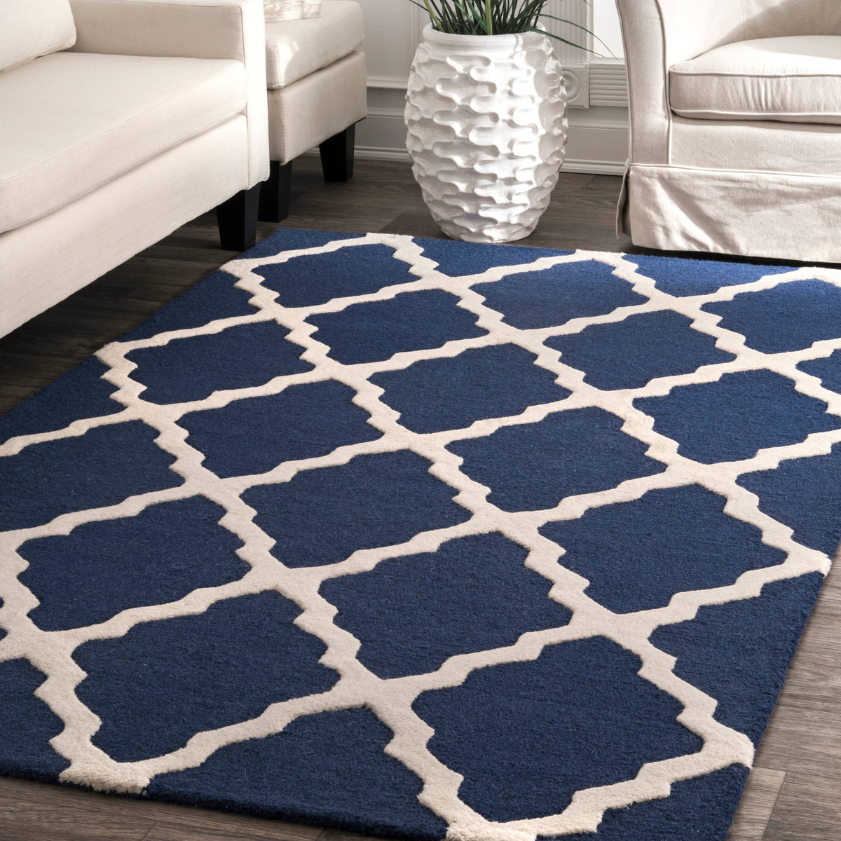 nuLOOM Spa Blue Hand Hooked Marrakech Trellis Area Rug 3' 6" x 5' 6" - Product image 1
