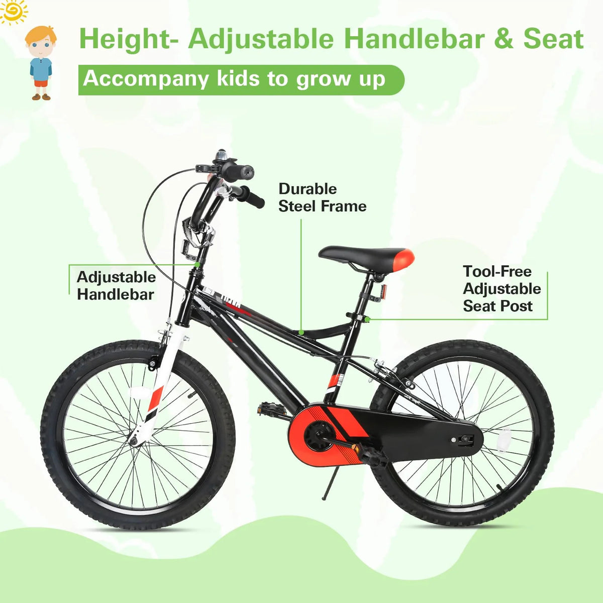 Kids Bike Boy Bicycle 20 in for Children Age 6 - 12 Years Old Height 48 - Product image 2