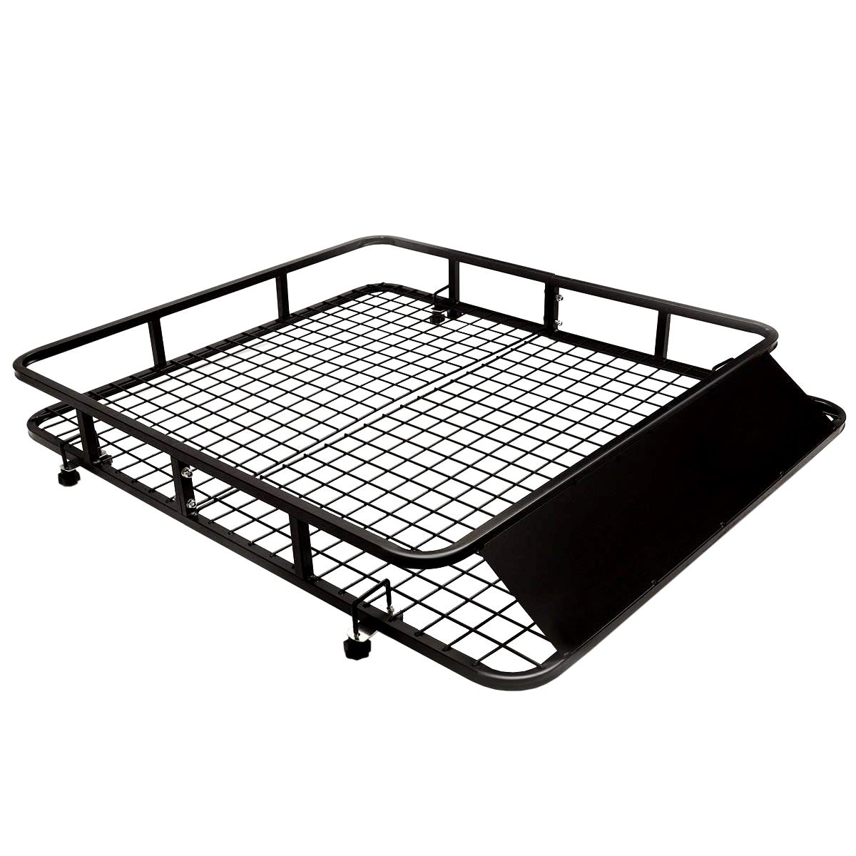 Roof Rack for Car in Metal 122.5x102CM with Air Deflector Capacity 75 KG Black Automotive Accessories -