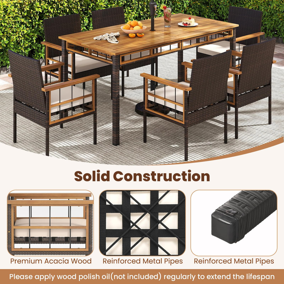 Tangkula 7 Pieces Wicker Patio Dining Set - Product image 9