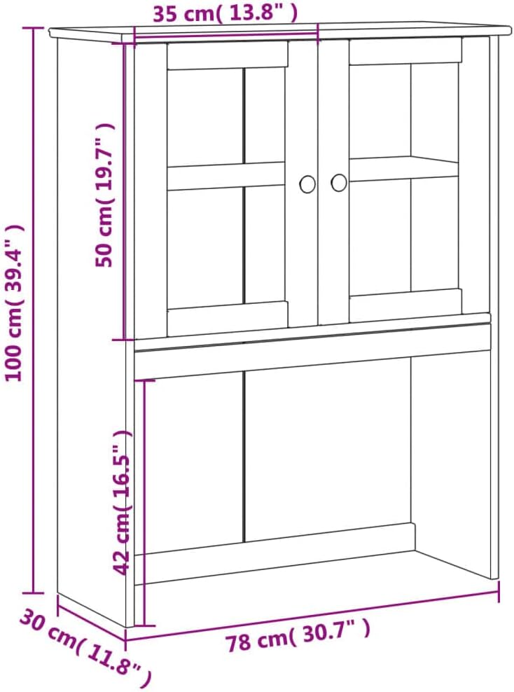 vidaXL Vigo Dresser Top White 78x30x100 cm Solid Pine Wood, Dresser Top Shelf, Kitchen Dresser Top, Kitchen Storage