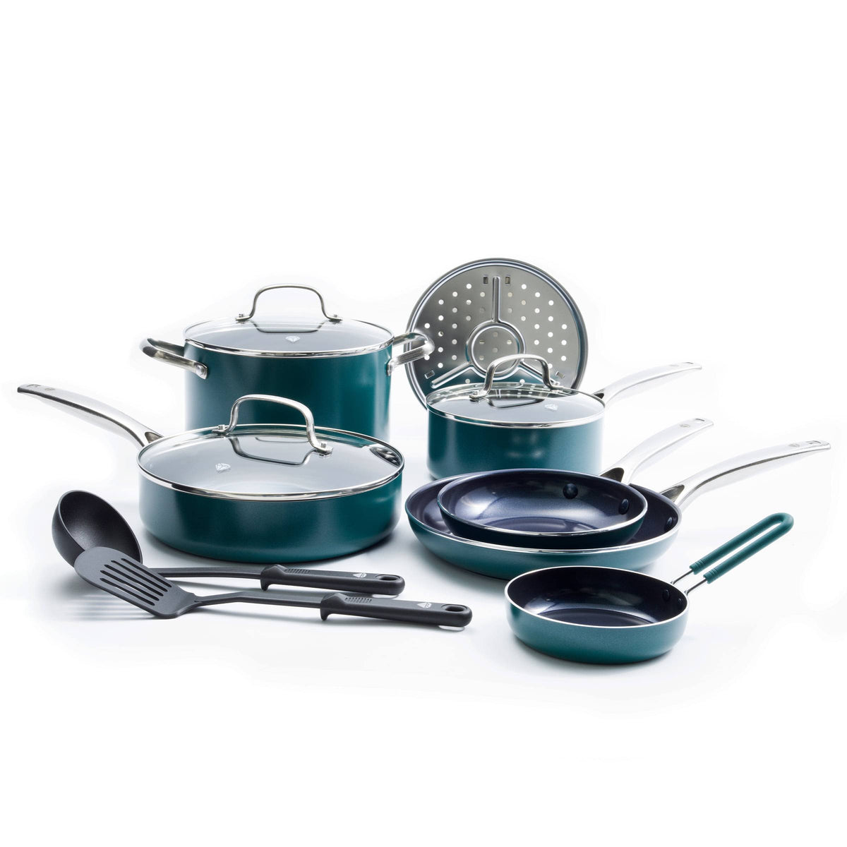 Blue Diamond 12-Piece Green Toxin-Free Ceramic Nonstick Cookware Set - Product image 1