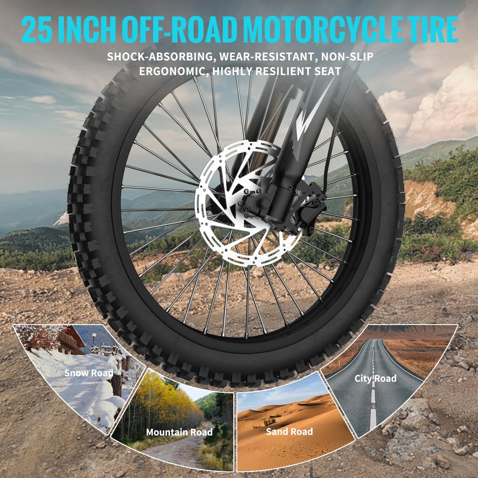 Riding'Times GT73 Electric Dirt Bike for Adults, 37MPH 48V36.4AH 2400W 1747wh Dual Battery Ebike - Product image 6