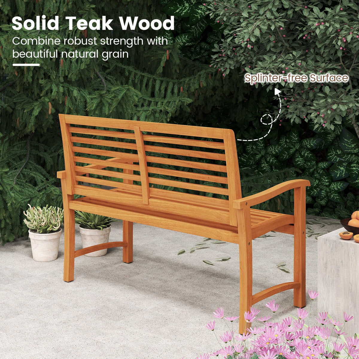 Tangkula Patio Garden Park Bench with Slatted Backrest & Seat - Product image 8