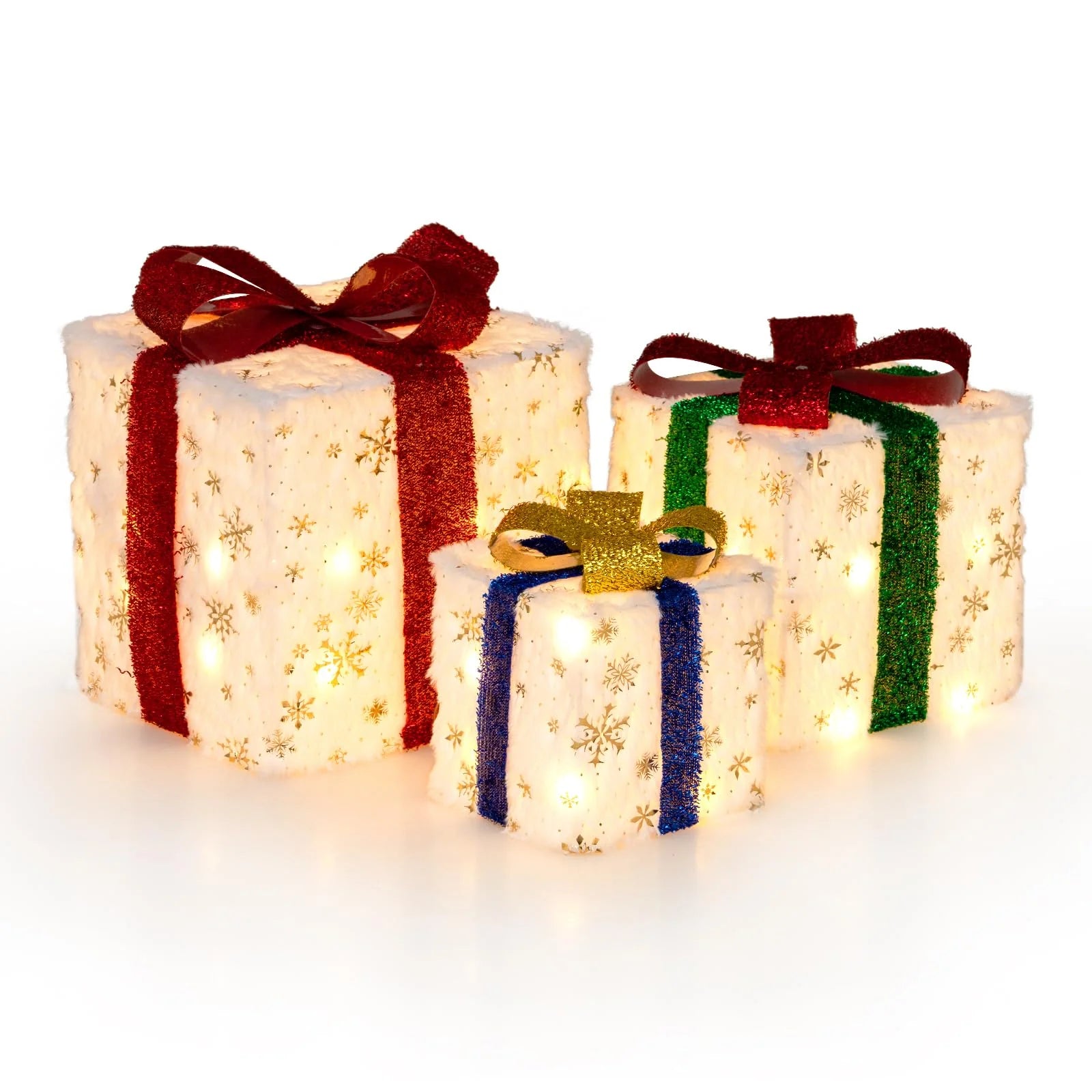 Tangkula Set of 3 Christmas Lighted Gift Boxes, Pre-lit Christmas Decoration with 48 Bright Warm Lights - Product image 9