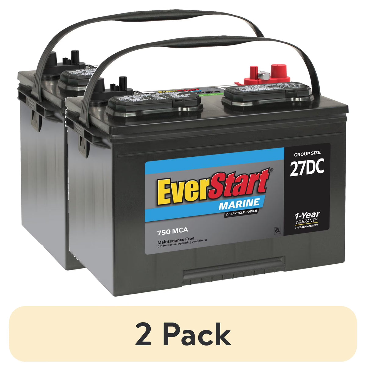 Everstart Lead Acid Marine & RV Deep Cycle Battery, Group Size 27DC 12 Volt, 750 Mca* - Product image 4