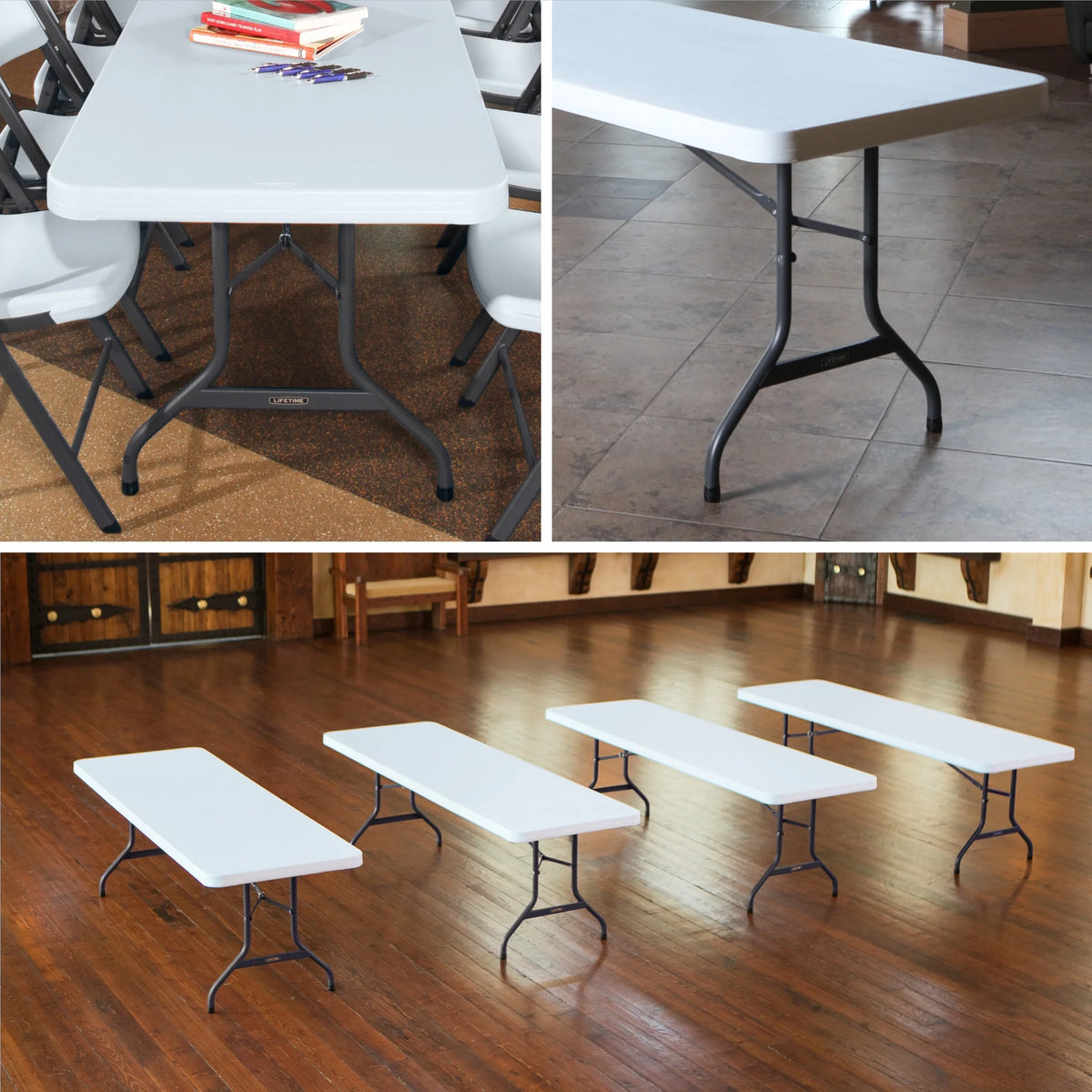 Lifetime 8 - Foot Commercial Grade Folding Table, White Granite (22980) - Product image 8