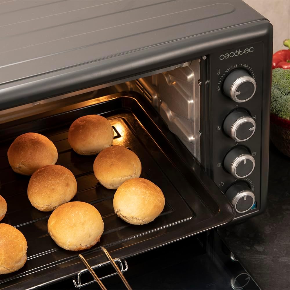Cecotec 60 Liter Convection Table Oven Bake&Toast 6090 Black Gyro, 2200 W, Interior Light, 12 Functions, Temperature Up to 230º, Double Glass Door, Includes Rotisserie