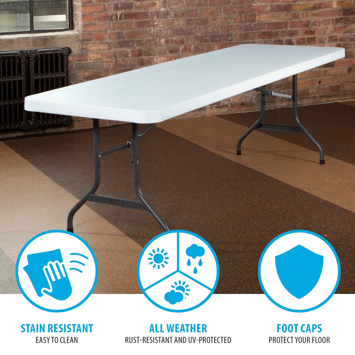 Lifetime 8 - Foot Commercial Grade Folding Table, White Granite (22980) - Product image 7