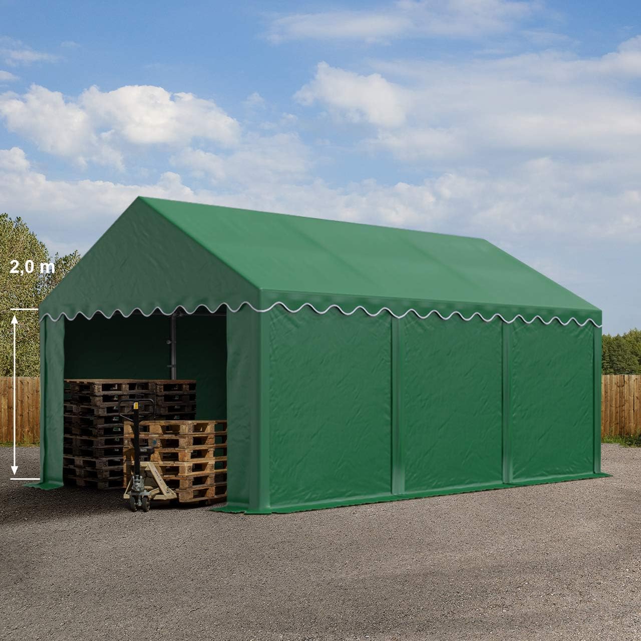 TOOLPORT Storage Tent 4x6 m PVC Tarpaulin 700 N Waterproof Dark Green