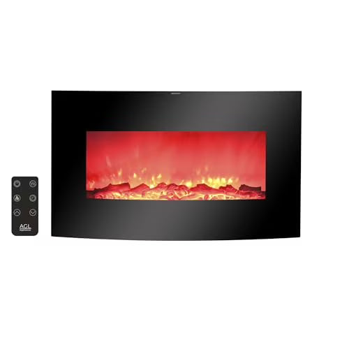 AGL APPLIANCES LLC 38 in Electric Fireplace Heater Stove - Tempered Glass Curved Screen with Log or Crystal - Product image 1